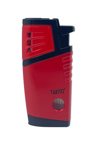 Takito Çift Torch Pürmüz Puro Çakmağı - Siyah/kırmızı Kırmızı