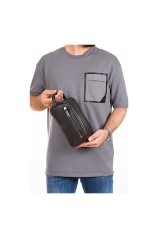 Bizoon Np244 Vegan Deri Kişisel Bakım Ve Seyehat El Çantası Siyah