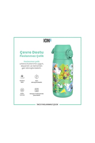 Ion8 - Paslanmaz Çelik Çocuk Suluk - Çiftlik Hayvanları - 400 Ml - Sızdırmaz Çok Renkli