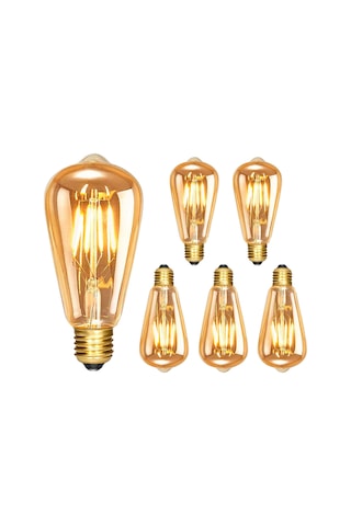 Shineyee 5 Adet E27 Edison Vintage Led Ampul Seti - Dimmable 4w 350 Lümen Islak Beyaz Işık - Nostaljik Stili Modern Teknolojiyle Birleştirir