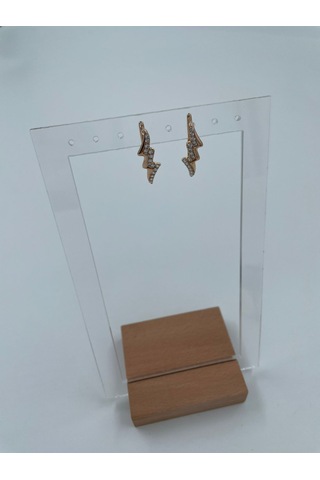 Xbaby Şimşek Şekilli Taşlı Çelik Gold Küpe Gold