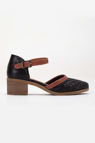 Analin Shoes Kadın Hakiki Deri Burnu Kapalı Örgülü Sandalet Siyah