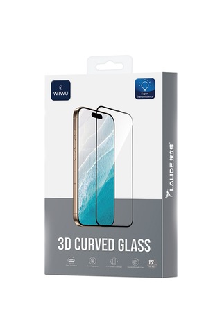 Apple Uyumlu   iPhone 17 Pro Max Wiwu Lld301 3d Curved Parmak İzi Bırakmayan Cam Ekran Koruyucu Şeffaf