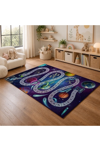 Kartela Halı Uzay Yolu Kaymaz Taban Çocuk Oyun Halısı - 60 X 90 Cm Çok Renkli