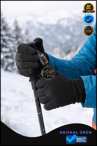Overpet Outdoor Polar İç Eldiven Trekking & Kış Kullanımı, Sıcak Tutan Hafif Siyah Eldiven Siyah