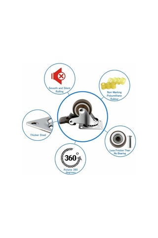 Mufunye 4 Küçük Döner Teker 32mm/1.25 Fren Plakalı Mobilya Tekerleri 50kg Lastik Tekerlekler Tezgah Arabası Endüstriyel Mobilya Taşıma -versailles