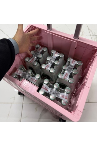 4 Tekerlekli, Pembe, 32l Standart Boy, Sabit Tutacaklı Alışveriş Arabası