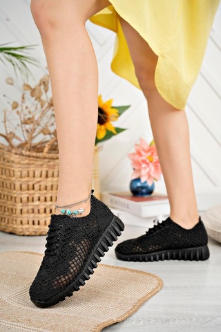 Aymood Örgü Desenli Sneakers C Siyah Tekstil Siyah