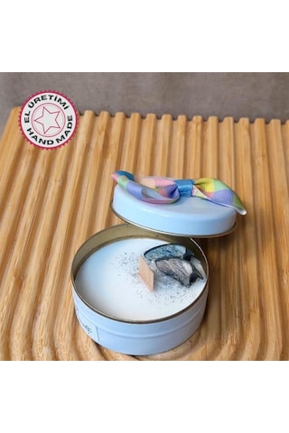 Uretti - Ayşe 7362 6626 El Yapımı Japon Kiraz Çiçeği Kokulu Metal Kutuda Mum - 3 X 7 Cm Beyaz