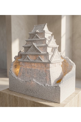 Dünya Mirasları Led Işıklı 3d Dekoratif Yapılar Koleksiyonu Himeji Kalesi Gri