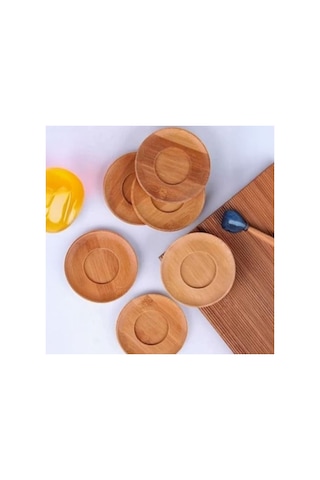 Antibakteriyel Bambu Çay Tabağı - 6'lı Set 124-Pembe