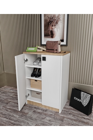 Afilli Ayakkabılık Ve Çok Amaçlı Dolap Tamamı Mdf Beyaz Garden Me Beyaz - Garden - Meşe