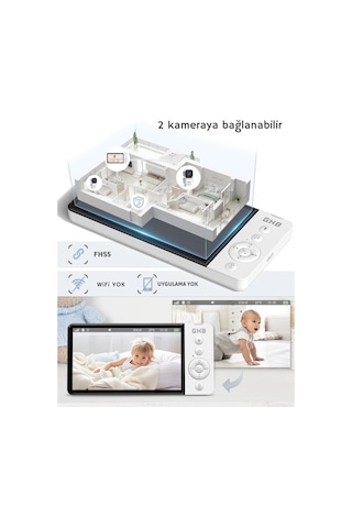 Bebek Monitörü Kamera, 5 Inç 720p Hd, 350 Dönüş, 5000 Mah, Gece Görüşü, Vox Modu