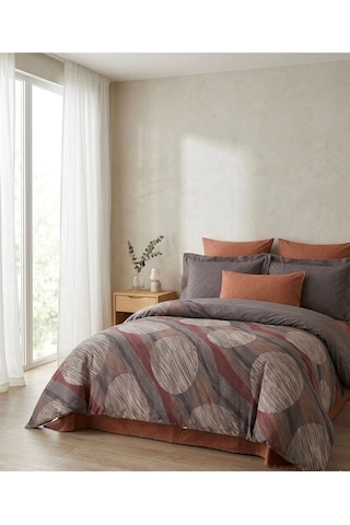 Ranforce Nevresim Cotton Box %100 Ranforce Pamuk Modern Çift Kişilik Konforlu Mevsimlik Nevresim Takımı Kahverengi
