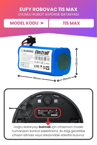 Eufy Robovac 11s Max Uyumlu Batarya Maksimum Kapasite 3500mah
