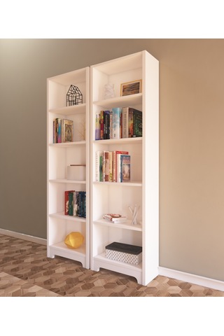 Nur Mobilya Ecem 2'li Kitaplık Beyaz Arkalıklı Model