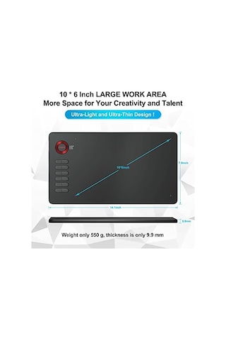Veikk A15 8192 Levels Zoom Uyumlu 5080lpı Grafik Tablet+kalem