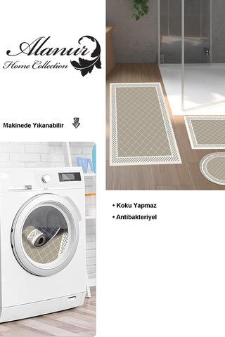 Dekoreko Kaymaz Taban Djt 3 Lü Banyo Paspas Takımı Star Pamuk Karışık Modern 603m Bej