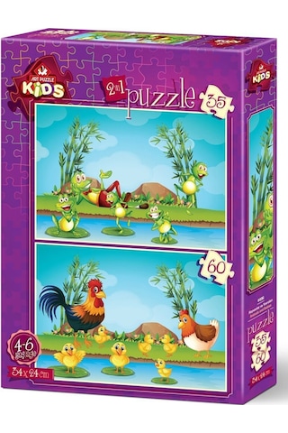 Art Puzzle 35+60 Parça Hayvanlar Ve Yavruları 4496