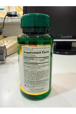 Orjinal Amerikan Berberıne 1000 Mg 60 Kapsül ..saf Berberine 2028 Skt
