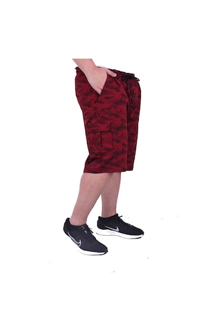 Moc Grande Mocgrande Büyük Beden Likralı Erkek Penye Şort Honeycomb Camouflage 23612 Bordo