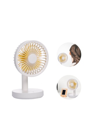 Ranyeek Usb Şarjlı Fantezi: 3 Hızlı, Led Işıklı, Açı Ayarlanabilir, Pil Dahil, Taşınabilir Soğutucu - Beyaz