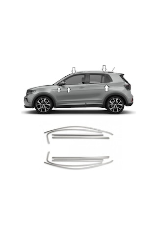 Autogp Vw T-cross Cam Çerçevesi Kenar Çıtası Krom Tamtur 10 Parça