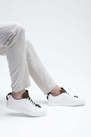 Franceschetti Erkek Hakiki Deri Beyaz/bej Sneakers & Spor Ayakkabı 981 2259020 Erk Ayk Y23 Whıte/beıge/green Bej - Beyaz - Yeşil