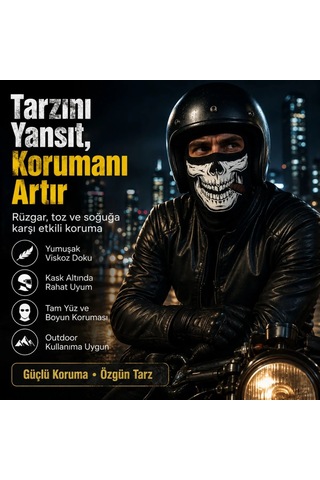 Womanandkids Wak Unisex Kuru Kafa Puro Baskılı Balaklava 1 Adet Tek Beden Viskoz Kask İçi Outdoor Maske Siyah