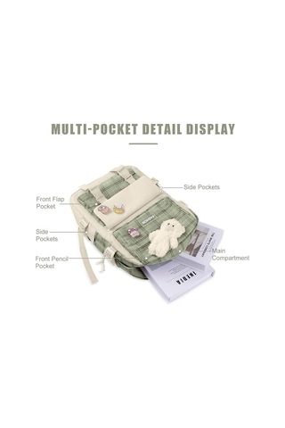 Willowhaven 5 Adet Kawaii Sırt Çantası Kızlar İçin Estetik Set Yeşil