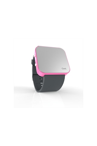 Cool Watch Saat - Pembe Led Kasa - Gri Kayış Unisex