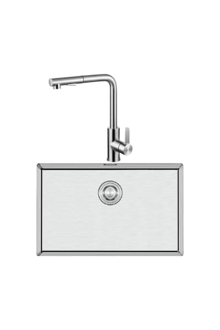Crauf Stella 4454 Pvd Inox 50 40 El Yapımı Eviye-attivo 4070 Inox Spralli Batarya Seti Inox