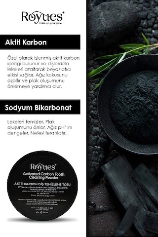 Royues Aktif Karbon Diş Tozu Diş Beyazlatma Tozu 40 G