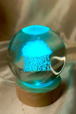 3d Led Işık Cam Küre Çok Işıklı Yağmur 7 Cm Kablolu