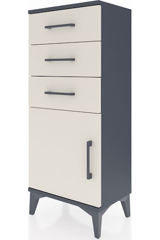 Arges Komodin Tek Raflı 3 Çekmeceli Tek Kapaklı 44x30x106 Ant... Antrasit