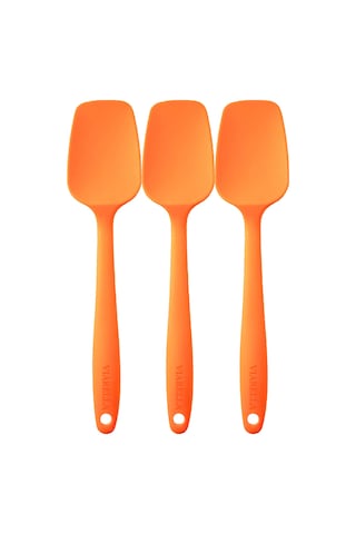 Silikon Kaşık Spatula Seti 6lı Yanmaz Yapışmaz Çizmez Turuncu27cm