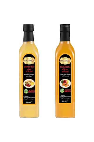 Hanzade Bitkisel Zencefilli Alıç + Zerdeçallı Elma Sirkesi 500 ML