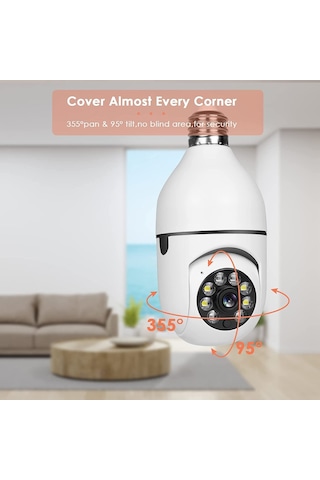 Mufunye Paket Kablosuz Wifi Ampul Kamera Güvenlik Kamerası, Kubbe Gözetim Kamerası Hd Gece Görüşlü Işık Soke