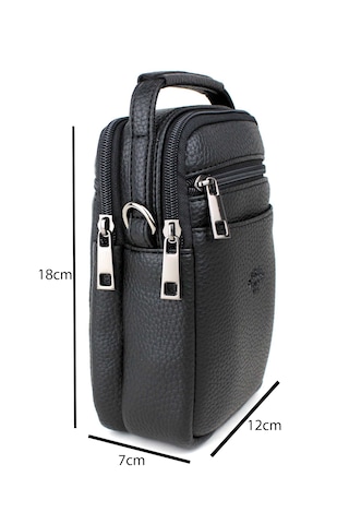 Erkek Siyah Çok Cepli Askılı El Ve Omuz Çantası Siyah