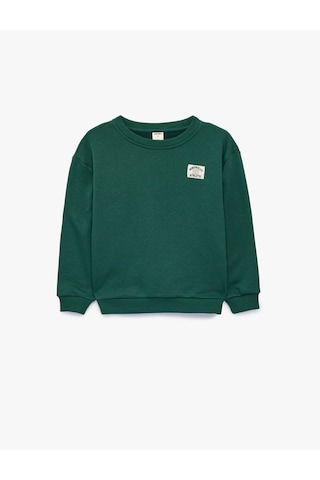 Koton Pamuklu Uzun Kollu Bisiklet Yaka Oversize Sweatshirt Yeşil 7wmb10060tk