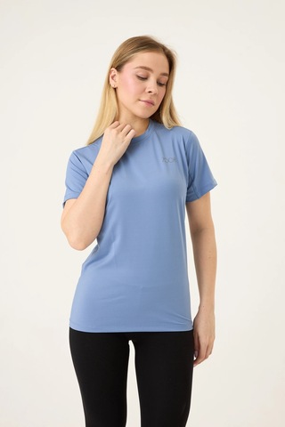 Zoor Kadın Kısa Kol Compression Fitness Gym Spor Body Tshirt Mavi