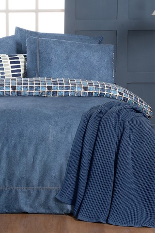 Sarev Sensa İndigo Çift Kişilik %100 Pamuk Saten "233 Tc" Nevresim Takımı Indigo