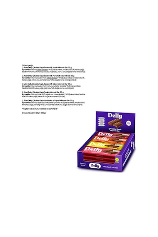 Delly Çikolata Kaplı Vegan Meyveli Bar Karışık Kutu 12 x 35 G