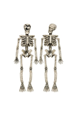 Halloween Cadılar Bayramı 15 Cm 2'li İskelet Dekor Seti Hareketli Eskitme Görünümlü Süs