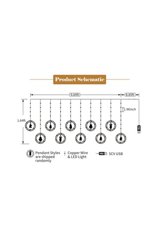 Shineyee Noel Santa Elma Kırmızı Led Perde Işıklı Süsü 3m Usb Sabit Aydınlatma Pencere Duvar Dekorasyonu
