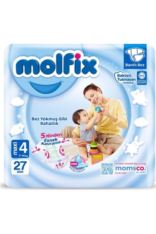 Molfix Bebek Bezi 3d Maxi 4 Beden İkiz 27 Adet, Çok Renkli Acı Kahverengi