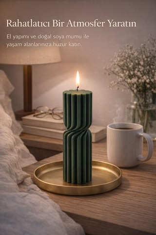 Dekoratif Lüks Soya Mum,el Yapımı Doğal Mum,uzun Yanma Süreli Modern Ev Hediyesi,ev Süsü Yeşil 340g Yeşil