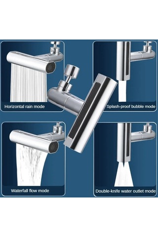 Xurunkeji Adet Gerçek Şelale Mutfak Musluğu Uzatma Adaptörü 720 Döner 4 Mod Çok Fonksiyonlu Şelale Basınçlı Bubbler, B GÜMÜŞ