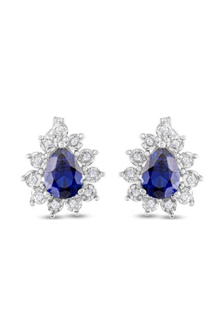 1.80 Karat Laboratuvar Pırlanta Safir Küpe - Hrd Sertifikalı