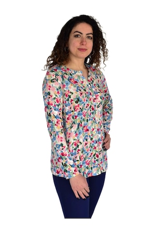 Kadın Çiçek Baskılı Düğmeli Viscon Bluz Bgl-st04275 Pembe